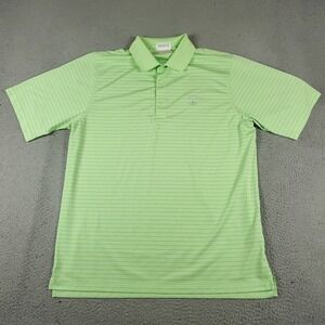 Donald Ross Polo Shirt Mens Size Large Green Striped Casual Short Sleeve *